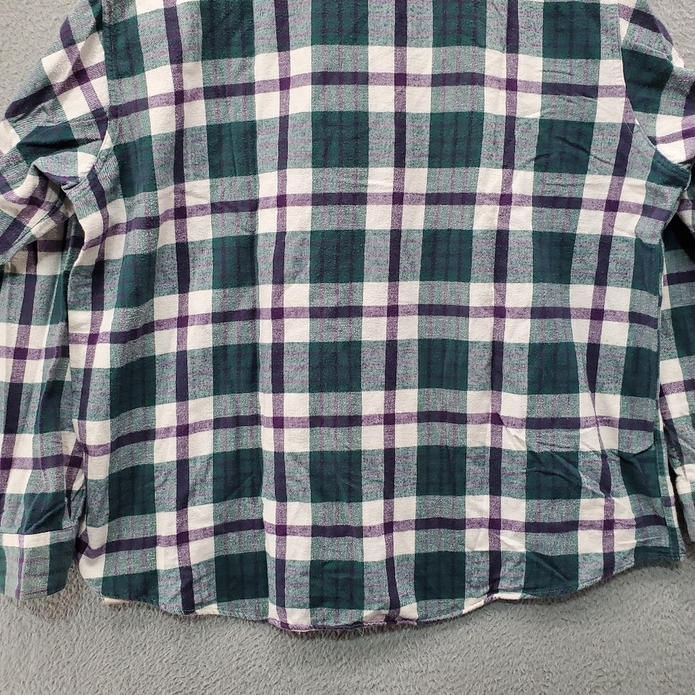 L.L. Bean Green and Purple Plaid XXL Button Down Shirt - Picture 9 of 10